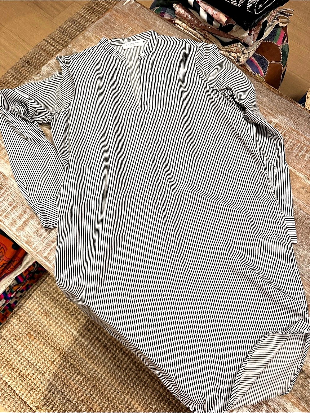 Everlane Striped Button Down Silk Dress